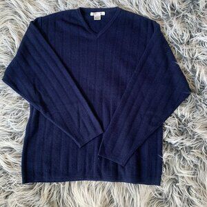 50% Merino Wool Sweater Geoffrey Beene‎ V-Neck Knit Men's Size Large